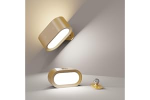 Coollamp Rechargeable Wall Light, Battery Operated Wall Lamp with Touch Control 3 Color Modes, 4 Dimmings, 360 ° Rotation, 1H Timer, Removable Charging, Wall Sconce for Reading - 1Pack