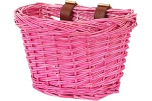 EIRONA Cesta de Mimbre para Niñas con Correas Ajustables para Bicicletas de 12 14 16 Pulgadas, Scooter, Triciclo