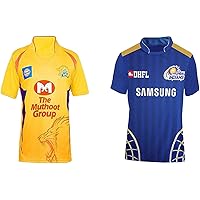 uniq Chennai Super Kings Jersey and Mumbai ipl Tshirt for Kids and Mens Pack of 2