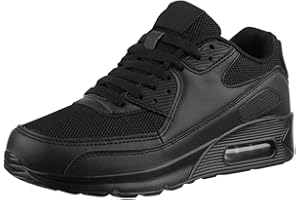 ELARA Chaussures à la Mode Femmes Hommes de Course Sport Baskets Chunkyrayan D9002-A-Black-38