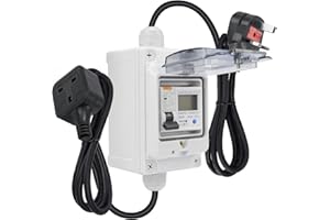 CISSIYOG Mobile Digital Electricity Meter, 230V Power Consumption Meter with RCBO/Reset, IP67 Waterproof Mobile Portable Power Consumption Meter with Rubber Cable for Boat/Motorhomes Electric/Vehicles