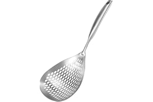 Dropfree 15 Inch Skimmer Slotted Spoon 304 Stainless Steel Large Skimmer Ladle Strainer Spoon Kitchen Colander Spoon for Cooking, Frying, Draining
