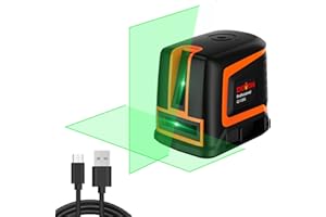 DOVOH Rechargeable Laser Level Green : Dual Laser Module Cross Line Laser Level Self Leveling 66ft Horizontal 120° Vertical 150° Lazer Leveler, C2-120G