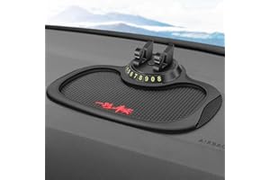 BDUTTLEFISH Multifunction Car Anti-Slip Mat,3 In 1 Car Dash Organizer with Parking Number Plate,ABS Pad Holder with Universal Cell Phone Holder,Removable Instrument Panel Bracket,Car Dashboard Mat for Phone,Keys
