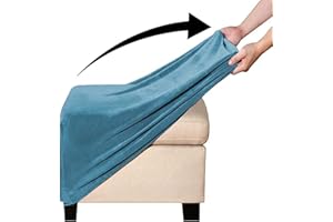 YEKUHE Stretch Ottoman Cover - Square Footstool Slipcover 30x30 24 x 24 39x39 36 x36 Velvet/Jacquard Soft Stool Ottoman Protector Slip Covers with Elastic Bottom for Living Room ( Color : #20 , Size : 60x60c