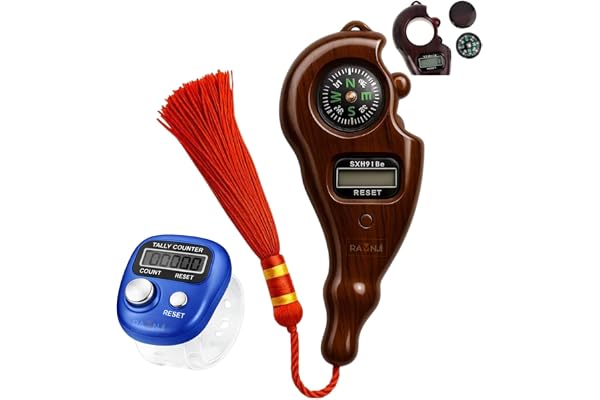 RAMNJI Mantra Jaap Mala Digital Counter Tally Counting with Compass Machine Finger Portable Hand Mini Ring Tasbih Misbaha -Different Use Naam Mantra Jaap Umpire-Multi-Color- 1+1 Mantra Jaap-Combo