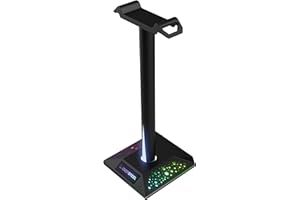 Oversteel - Stellite Soporte Auriculares Gaming, 10 modos de Retroiluminación RGB, Base Anti-deslizante,USB, Negro