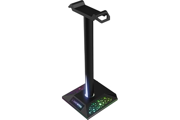 Oversteel - Stellite Support pour casque de gaming, 10 modes de rétroéclairage RGB, base antidérapante, USB, noir