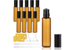 Dalephoric 10 Pezzi Roll On Vuoto per Oli Essenziali 10ml, Marrone Bottiglie Vuote in Vetro con Sfera in Acciaio Inossidabile, Riutilizzabile, Boccette Vetro per Oli, Profumi, Cosmetici, Aromaterapia