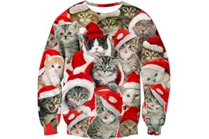 RAISEVERN Śmieszna brzydka świąteczna bluza z nadrukiem 3D dla kobiet i mężczyzn na Boże Narodzenie, z Mikołajem, z długim rękawem