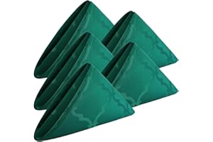SASTYBALE Christmas Cloth Napkin Spillproof and Wrinkle Resistant Square Jacquard Napkin with Rhombus Patterns for Dining Room & Holiday Decoration (Green, 50 x 50 cm (4 pieces))