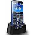 CHAKEYAKE Big Button Mobile Phone for Elderly Easy to Use Basic Cell Phone Dual Sim Free Unlocked Senior Mobile Phone with SOS Emergency Button, Charging Dock, Hearing Aid Compatible (Blue)