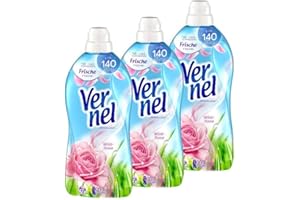 Vernel Wildrose Weichspüler (3x72 Waschladungen), Wäscheduft für 24 Stunden & 7 Tage langanhaltende Frische mit einzigartiger Duft-Technologie, recycelbare Flasche