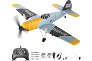 FTJKGH Ferngesteuertes Flugzeug BF-109, 3-Kanal RC Flugzeug mit 2.4GHz Fernbedienung, 6-Achsen-Gyro-Stabilisator, Zwei Batterien, Umfangreiches Zubehör