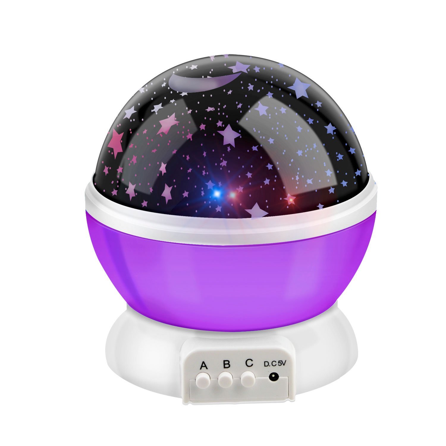 Baby Cot Nursery Star Sun Moon Night Light Projector PURPLE Lamp