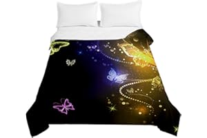 Surwin Embossed Quilted Bedspreads Single Double Super King Bed, 3D Butterfly Bedspread Quilt Bed Throws Blanket Lightweight Coverlet Microfiber All Season Comforter (Dream Purple,100x150cm)