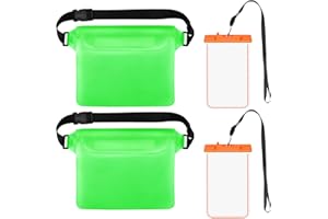 CTRUNIT Dry Bags 4pack - 2pcs Waterproof Pouch Bag with Adjustable Waist Strap & 2pcs Waterproof Phone Case with Lanyard, Waterproof Waist Bag Screen Touchable Underwater Phone Cases, for Beach, Swim, Boating