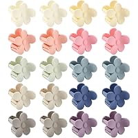 12-teilige Mini-Blumen Haarspangen Set - Pink & Blau, Mit Strass & Glitzer, Metall-Klauen
