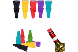 BANJILI Silicone Tappi per Bottiglie di Vino, 12 PCS Tappo per Vino in Silicone, Tappo per Bottiglia di Vino con Fondo in Acciaio Inossidabile, Riutilizzabili, per Conservare ​la Birra Champagne