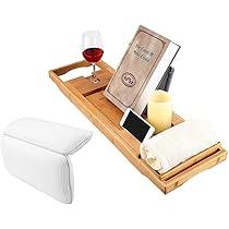 Rubik Bathtub Tray Caddy Shelf With Waterproof Bathtub Pillow For Neck Rest Back Support Wooden Bath Tub Tray With Extending Sides Book Tablet Wine Glass Holder Buy Online At Best Price In