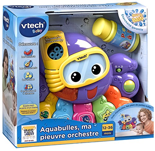61TW8vHpuwL VTech Jouet De Bain - Aquabulles Ma Pieuvre Orchestre - Version FR, Violet