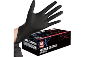 FUSION VIBES Black Nitrile Disposable Gloves - 100 Pack, Extra Strong, Latex-Free, Powder-Free, Professional-Grade Protection, Black Disposable Gloves, Examination Gloves, Multipurpose Gloves (100, MEDIUM)