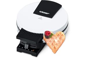 ‎CLOER Cloer 171 Gofrownica do gofrów w kształcie serca, 930 W, rozmiar gofra 16 cm, porady dotyczące wykończenia optycznego, Malowany na biało metalowy korpus