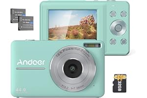 Andoer Digital Camera 44MP 1080P HD16X Digital Zoom Anti-shake Auto Focus 2.5 IPS Smile LCD Screen Child-Friendly Design 2pcs Rechargeable Batteries 32GB SD Card Perfect for Holidays Travel Everyday