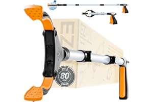 EZPIK 2 x 80 cm Greifer für Senioren mit Magnet-Greifarm, Robuste Greifzangen für Menschen mit Behinderungen, Drehbare Müllgreifer Zange, Gehilfe mit Befestigungsclip, 2er-Pack, Silber