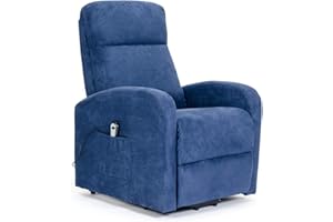 POLTRONE ITALIA Poltrona Alzapersona relax reclinazione elettrica poltrona per anziani soggiorno elevabile Detraibile 19% microfibra Blu