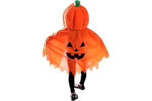SERUNA Jo02 Children's Pumpkin Cape, Spooky Halloween Fancy Dress Costume, Size 92 - 134