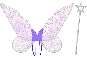 SINSEN Feenflügel Erwachsene Feenflügel Kinder, Fairy Wing Für Mädchen Damen Mit Zauberstab Halloween Karneval Fee Cosplay Kostüm Sich Kostümieren (Lila Flügel Set)