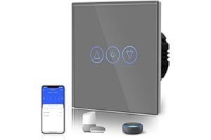 BSEED Smart Light Switch Single WiFi Dimmer Touch Switch for LED Lights, Need Neutral Wire, Tempered Glass Panel Wall Switches 1 Gang 1 Way Gray, Work with Alexa/Google, Smart Life App Control