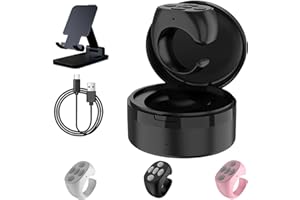 NNBWLMAEE Fingertip Wireless Bluetooth Remote Control, Remote Scrolling Ring, Comfortable Bluetooth Scrolling Ring, Remote Control Shutter/Clicker, Scroll Videos,Volume Control,for IOS Android (Black)