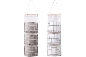 KYYLZ 2 pezzi Portaoggetti da Appendere, Organizzatore da Porta e Parete, Organizer Armadio con 3 Tasche in Tessuto, Pieghevole, Organizer da Appendere per Camera da Letto, Soggiorno, Ufficio