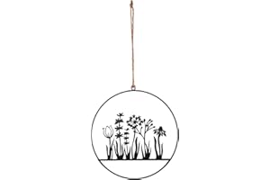 ‎UNUS UNUS Aufhänger Blumenornament aus Metall zum Aufhängen Wanddeko Türdeko 25cm schwarz