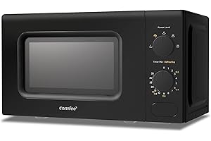 Comfee' CM-M202CC(BK) four micro ondes compact avec la capacité de 20 litres, 700 W avec Commande manuelle, Convenable pour petites cuisines, 5 niveaux de puissance, Dégélation rapide, Noir