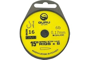Guru QM1 15" Speed Stop Hair Rigs Barbless (Size 16 6lb)