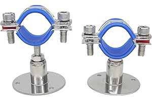 NOVSINO Fascetta stringitubo regolabile in altezza – montaggio a parete/soffitto per tubi da 38 mm fino a 40 mm, pesante supporto per tubi antiruggine con materiale di fissaggio, tipo corto, set da 2
