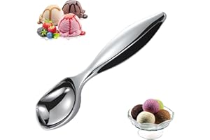 LURORA2021 Cuchara para Helado de Zinc Cuchara de Helado de Una Pieza Cuchara Helado Anticongelante Cuchara de Helado Con Cómodo Agarre Antideslizante para Helado, Masa de Galletas, Sorbete, Melón,17.6 * 4.5cm