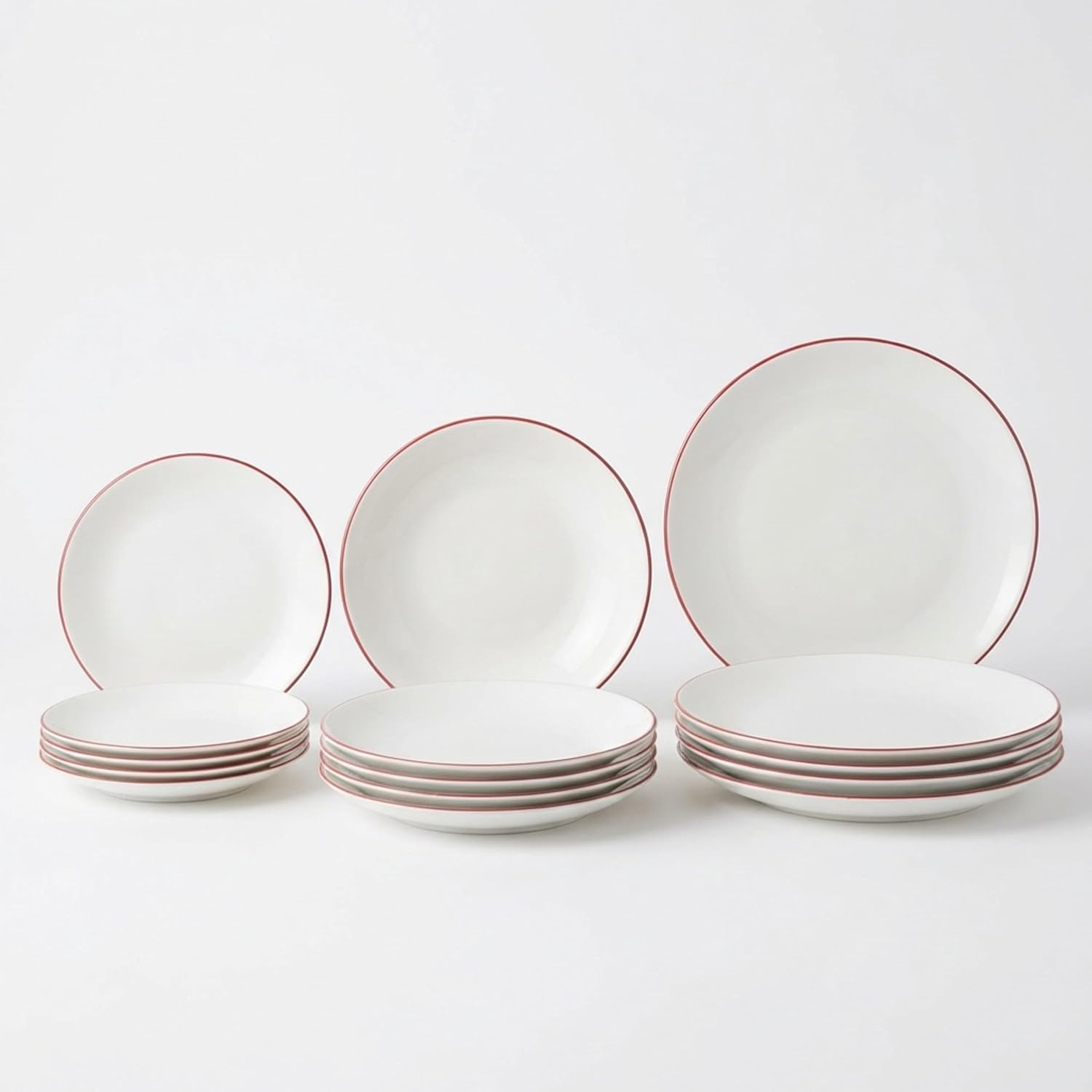 SANTA CLARA | Vajilla Completa 12 Piezas Vidrio Opal para 4 Personas, Apta Microondas y Lavavajillas, Vajilla Amalfi Roja Decorada para Hogar y Cocina