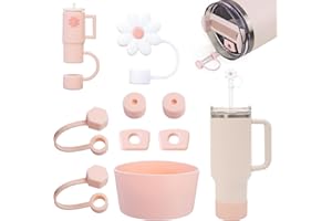 FOSFUKEER Stanley zestaw akcesoriów, zawiera 6 szczelnych zatyczek silikonowych, 2 pokrywki ze słomki, 1 silikonowe etui do kubków Stanley Cup 1,2 l i 850 ml, miseczki nie wchodzą w zakres dostawy