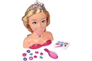 Simba 105560177 - Steffi Love Girls Prinzessin Schmink-& Frisierkopf, Stylingkopf mit Make-Up, 5X Haarclips, 4X Haargummis, Bürste und Prinzessin Tiara, über 15 Teile, 26cm, ab 5 Jahre