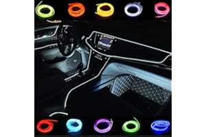 MIYOKA Kmruazre Car Light, Strips Cold Interior Trim Bright Car Decorative Atmosphere Electroluminescent Wire Tube Circle Up To 360 Degrees With Cigarette(3m/9ft, White)