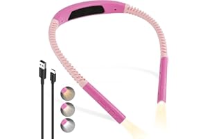 AUAUY Leselampe Hals, Leselampe Bett mit 3 Farben & 5 Helligkeitsstufen, 30/60-Min Timer, Buchlampe Wiederaufladbar, Leselicht Halslampe für Lesen Stricken Häkeln Nähen Reparieren