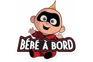 FFRAME Autocollant bébé à bord, le super héros Jack-jack indestructible,16x15cm vinyle haute qualité, autocollant voiture, moderne et fun, 100% français