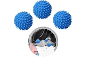 GEEJIA Tumble Dryer Balls, 3 Pc Blue Laundry Balls for Tumble Dryer, Non-Melt New Softer Material Tumble Dryer Ball - Clothes Will Come Out Soft Fluffy Fewer Wrinkles and Less Static Cling