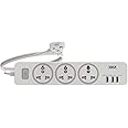 GM 3261 Cuba 4+1 Power Strip with Master Switch, Indicator, Safety Shutter, 3 International Sockets & 3 USB Ports 2.4A