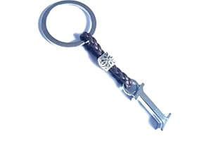 ASTER ALHELÍ Llavero de Cuero con Iniciales Personalizado - Letras y abalorios de zamak Chapado en Plata - Llavero para Hombre o Mujer - Ideal para Regalo (I)