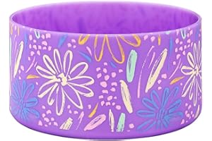 WK IEASON Flachmann-Silikon-Boot-Abdeckung, BPA-freier Flachmann-Bodenschutz, 12–40 oz für Active Hydro Yeti Flachmann und mehr (12-24OZ, Blumen flieder)